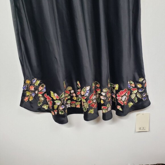 Rixo Zadie Dress Waterblossom Black Satin NWT Sequin Midi Size 4XL US 18 - Picture 5 of 12